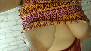 cheating wife with a big boobs starting teasing you