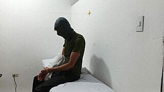 Kinky doctor masturbates his cock in the office