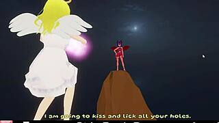 In a strip duel between demon and angel, who will win the erotic game?