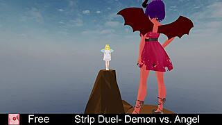 In a strip duel between demon and angel, who will win the erotic game?