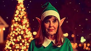 Mature cougar Carmen Claus in Christmas creampie