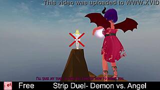 In a strip duel between demon and angel, who will win the erotic game?