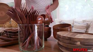 old man licks mature woman's shaved pussy outdoors