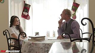 teen student swallows christmas cum down her throat