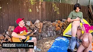 foursome where we share my girlfriend and fuck outdoors in a freeuse fantasy