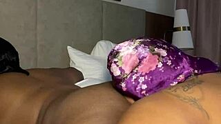 In this intimate encounter, the curvy ebony woman SPREADS her BIG ASS for her lover to WORSHIP and LICK passionately, exploring every inch with hungry kisses.