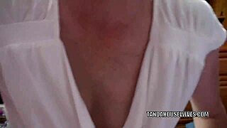 redhead milf layla redd is on her knees to swallow a cock