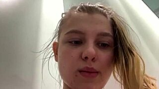 Intense teen masturbating extremely in the locker room with toys