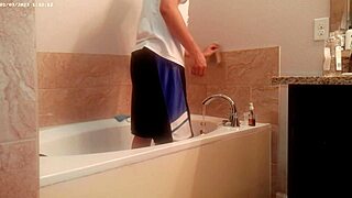 Generally Tiding Up The Bathroom Housechore Work With Asian Amateur Touch