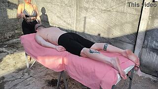 Intense Outdoor Massage with Big Cock