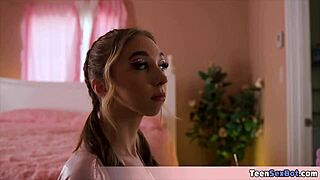 Hey, check out this skinny petite girl in sexy lingerie, she says teasingly