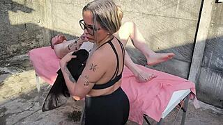 Intense Outdoor Massage with Big Cock