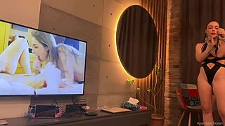 she shows her body for my pleasure and kisses my cock when i cum