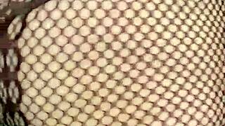 Paige in Fishnets Takes Big Black Cock Dildo