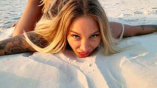 Monika Fox Feels Free Posing Naked On Beach, Showing Pussy And Ass