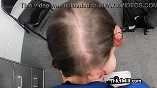 Office Threeway With Slutty Mature Suspect!