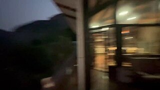 beautiful nerdy latina fucks hard on outdoor balcony