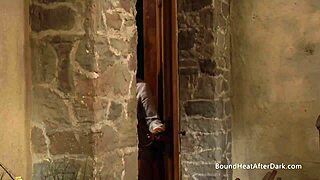 Two submissive lesbian slaves tied up together and touched