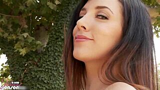 Teasing Jelena Jensen Masturbates Outdoors With Big Tits
