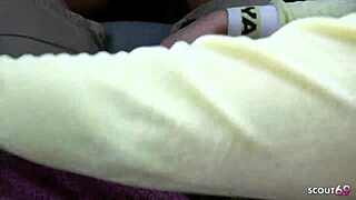 Dirty bitch picked up by old guy gets nylon handjob in car while driving