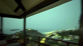 beautiful nerdy latina fucks hard on outdoor balcony