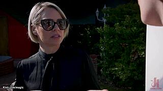 Slave Tied Up And Dominated In BDSM Group Scene In Garden