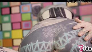 anal queen anuskatzz in corset plays with metal toy and gets her ass fucked by big dick and squirts