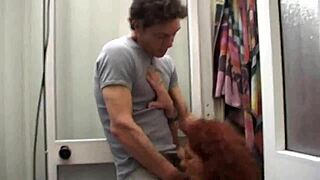 Redhead Milf In Stockings Performs Intense Blowjob
