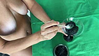 Mature Milf with Saggy Tits Milks Monster Cock in Food Fetish