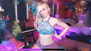 Blonde Camgirl Teases Her Tits And Ass