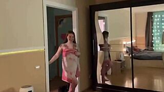 Very hot homemade amateur couple with natural tits enjoying intimate moments and reaching climax