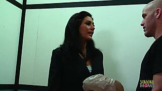 elevator stop that brunette woman used for an intense cock encounter