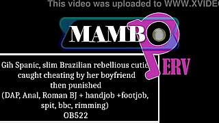 Brazillian cutie cheats, gets punished with anal and BBC rimming