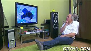 Old fart licks young pink vagina!