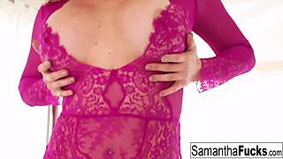 this samantha is enjoying her wet slippery spot in private