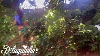 Naughty woman gets fucked in risky public spot almost caught