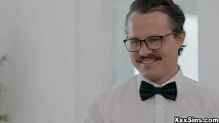 Robby Conceals Under Wedding Dress for Blowjob