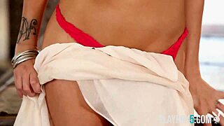 Texas milf blonde strips her big boobs slowly