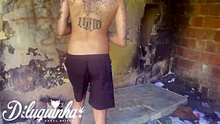 Naughty woman gets fucked in risky public spot almost caught