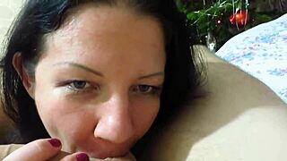 Hot Milf's Christmas Blowjob Led to Massive Cumshot!