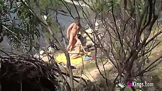 Hey, noa is having outdoor fun banging her date by the lake!