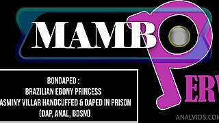 bondaped 1 brazilian ebony princess jasminy villar handcuffed dap anal bdsm monster cock pro