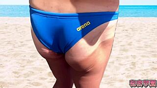 Do You Like Dicks Sticking Out Of Your Swimsuit For Masturbation Handjob Ejaculation At Secret School?