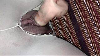 Tore stockings, stuffed dick in tight pussy!