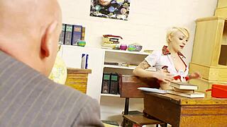 farrah fox slides her wet pussy up and down his thick professor dick