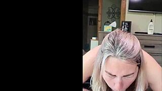 Hot blonde wife teases with intimate sextape for husband.