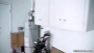 Horny milf Savana Styles fucks guy rough in garage