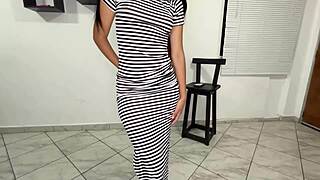 beautiful girl shows dance to man but can't resist her bouncing ass