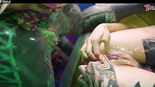 3 tattoo lesbians play with cum - anal gape prolapse ass cum swap first time anal - punk goth alt porn - anuskatzz - zf012
