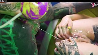 3 tattoo lesbians play with cum - anal gape prolapse ass cum swap first time anal - punk goth alt porn - anuskatzz - zf012